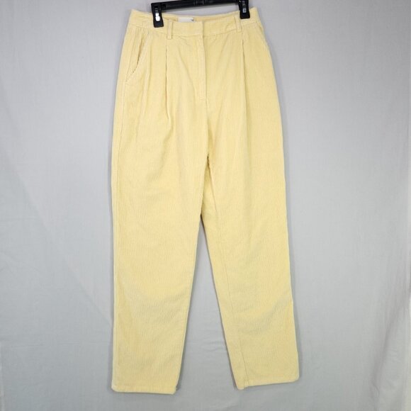 Aritzia Wilfred Free Lennox Pleated Pants Size 4 High Rise Corduroy Mom Baggy - Picture 2 of 15